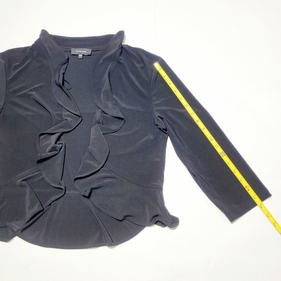 R&M Richards Silky Black Ruffled Jacket (L) Made in U.S.A. - Picture 7 of 8